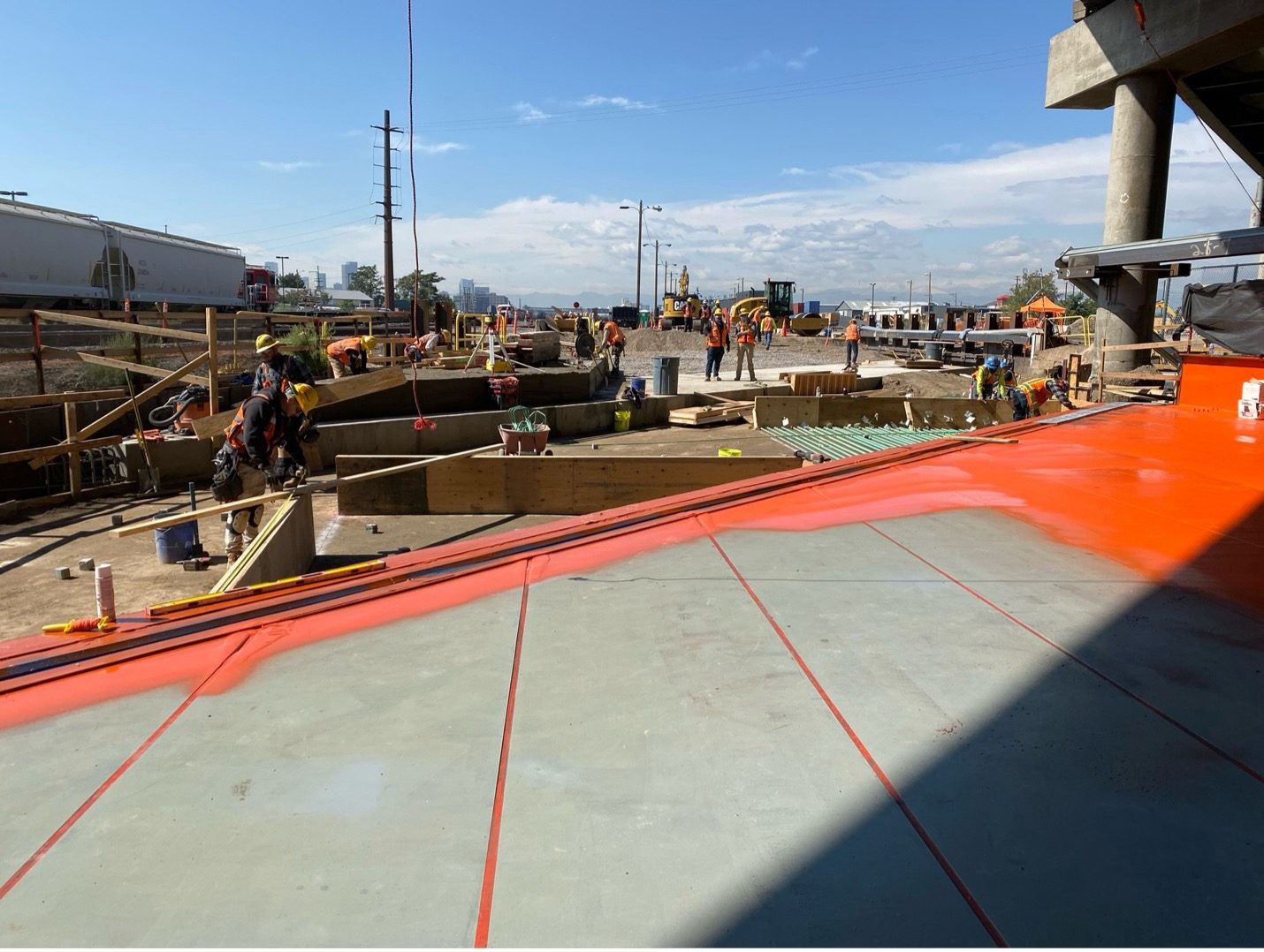 Bridge deck waterproofing on a BNSF railroad bridge, Central 70 Project, Denver